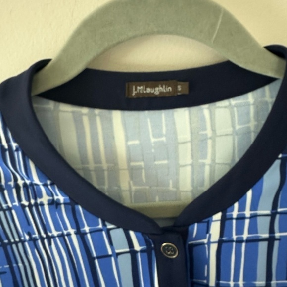 J. McLaughlin Biscayne Dress Catalina Cloth Blue Navy Crackle Size Small - Picture 5 of 6